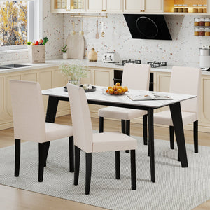 Set of 2 Dining Chair Mid-Century Modern Fabric Upholstered Parson Chairs-Beige view 5