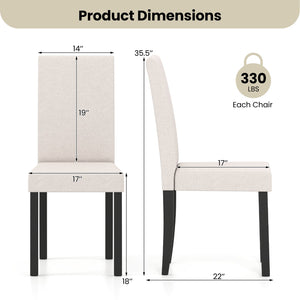 Set of 2 Dining Chair Mid-Century Modern Fabric Upholstered Parson Chairs-Beige view 6