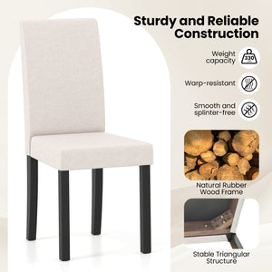 Set of 2 Dining Chair Mid-Century Modern Fabric Upholstered Parson Chairs-Beige view 7