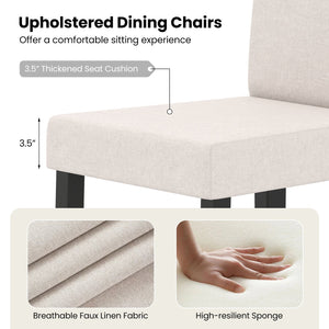 Set of 2 Dining Chair Mid-Century Modern Fabric Upholstered Parson Chairs-Beige view 8