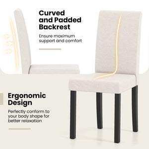 Set of 2 Dining Chair Mid-Century Modern Fabric Upholstered Parson Chairs-Beige view 9