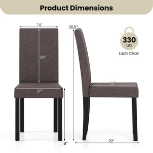 Set of 2 Dining Chair Mid-Century Modern Fabric Upholstered Parson Chairs-Brown view 5