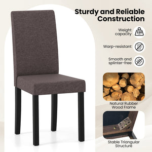 Set of 2 Dining Chair Mid-Century Modern Fabric Upholstered Parson Chairs-Brown view 6