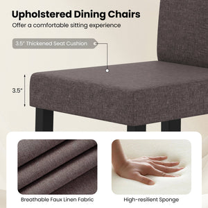 Set of 2 Dining Chair Mid-Century Modern Fabric Upholstered Parson Chairs-Brown view 7