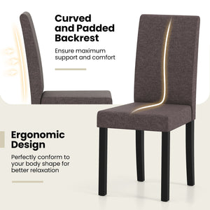 Set of 2 Dining Chair Mid-Century Modern Fabric Upholstered Parson Chairs-Brown view 8
