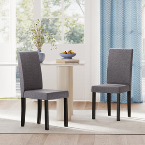 Set of 2 Dining Chair Mid-Century Modern Fabric Upholstered Parson Chairs-Dark Gray view 2