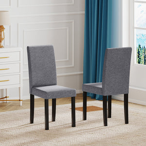 Set of 2 Dining Chair Mid-Century Modern Fabric Upholstered Parson Chairs-Dark Gray view 3