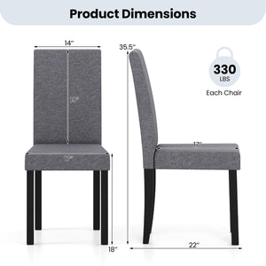 Set of 2 Dining Chair Mid-Century Modern Fabric Upholstered Parson Chairs-Dark Gray view 5