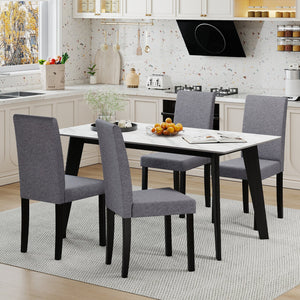 Set of 2 Dining Chair Mid-Century Modern Fabric Upholstered Parson Chairs-Dark Gray view 6