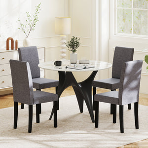 Set of 2 Dining Chair Mid-Century Modern Fabric Upholstered Parson Chairs-Dark Gray view 7