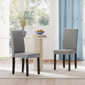 Set of 2 Dining Chair Mid-Century Modern Fabric Upholstered Parson Chairs-Light Gray view 2