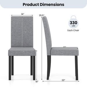 Set of 2 Dining Chair Mid-Century Modern Fabric Upholstered Parson Chairs-Light Gray view 4