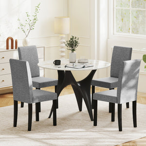 Set of 2 Dining Chair Mid-Century Modern Fabric Upholstered Parson Chairs-Light Gray view 5