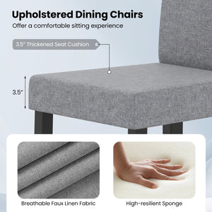 Set of 2 Dining Chair Mid-Century Modern Fabric Upholstered Parson Chairs-Light Gray view 7