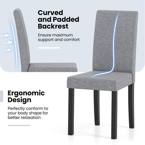 Set of 2 Dining Chair Mid-Century Modern Fabric Upholstered Parson Chairs-Light Gray view 8