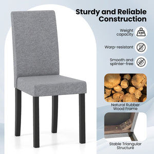 Set of 2 Dining Chair Mid-Century Modern Fabric Upholstered Parson Chairs-Light Gray view 9