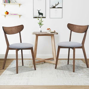 Set of 2 Dining Chairs Upholstered Curved Back Side view 2