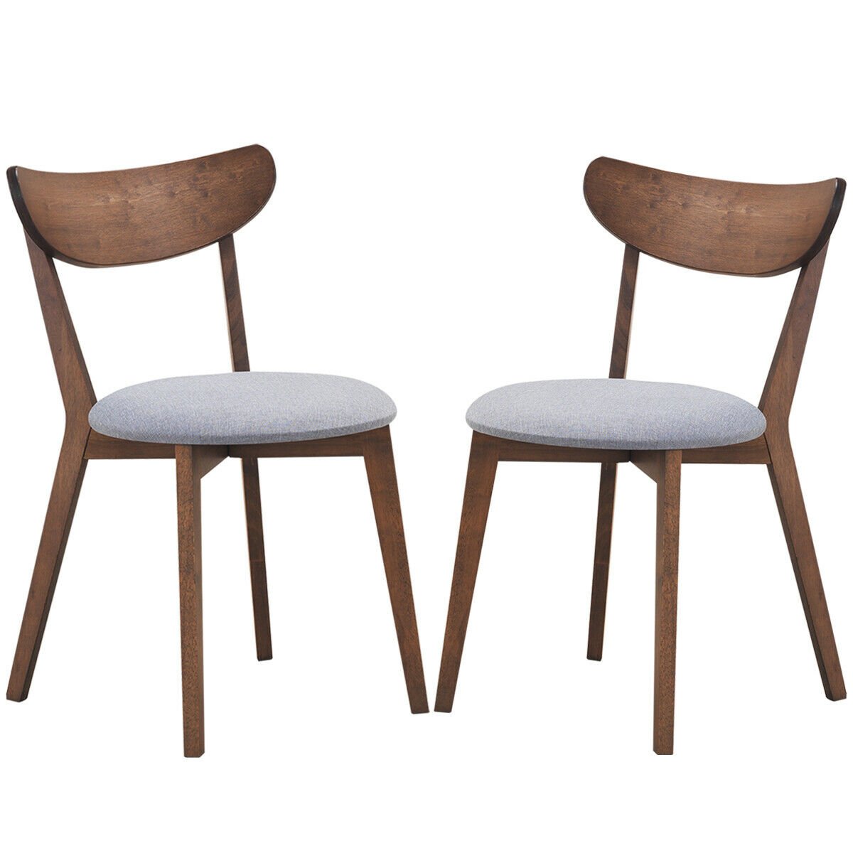 Set of 2 Dining Chairs Upholstered Curved Back Side view 4