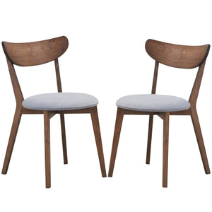 Set of 2 Dining Chairs Upholstered Curved Back Side view 4