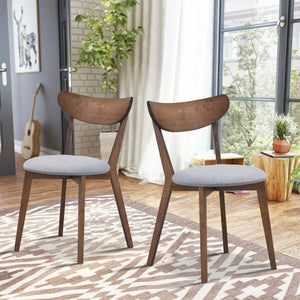 Set of 2 Dining Chairs Upholstered Curved Back Side view 6