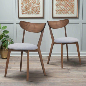 Set of 2 Dining Chairs Upholstered Curved Back Side view 7