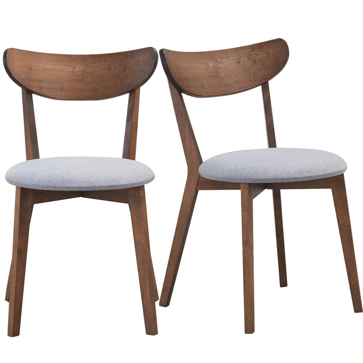 Set of 2 Dining Chairs Upholstered Curved Back Side view 8