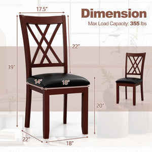 Set of 2 Dining Chair with Backrest and Padded Seat-Brown view 4