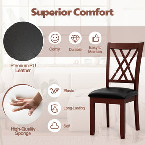 Set of 2 Dining Chair with Backrest and Padded Seat-Brown view 5