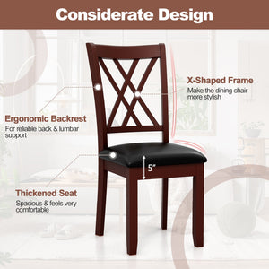 Set of 2 Dining Chair with Backrest and Padded Seat-Brown view 6