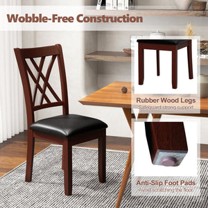 Set of 2 Dining Chair with Backrest and Padded Seat-Brown view 7