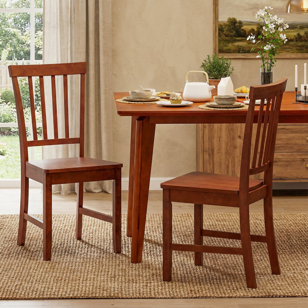 Set of 2 Dining Chairs with Solid Wooden Legs view 2