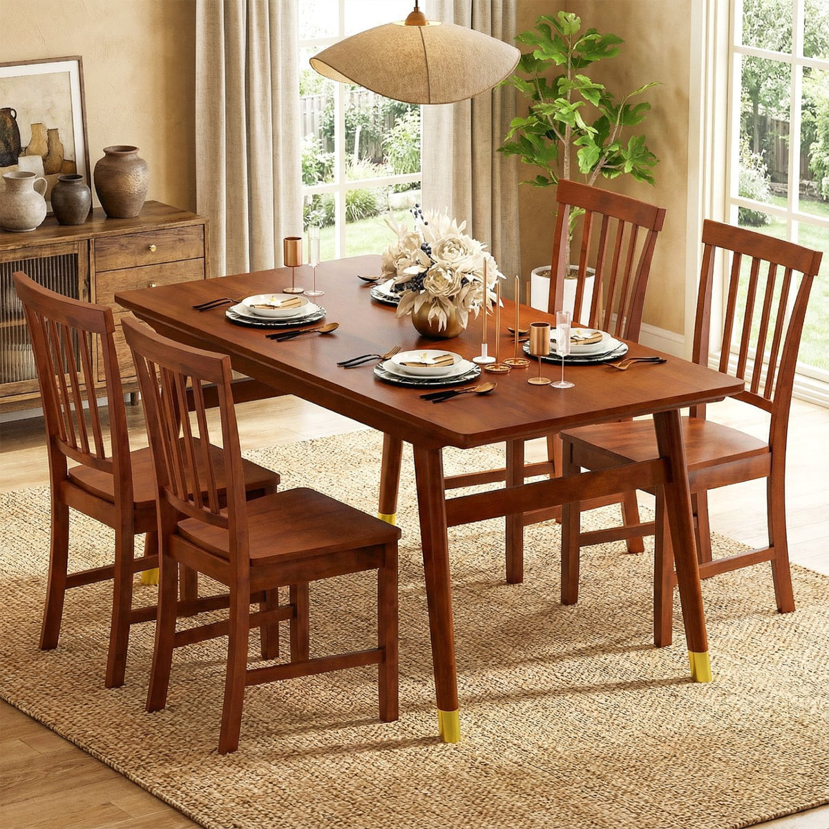 Set of 2 Dining Chairs with Solid Wooden Legs view 3