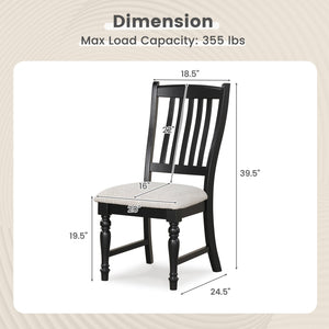 Set of 2 Dining Chairs Kitchen Side Chair with Solid Wood Legs-Black view 4