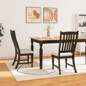 Set of 2 Dining Chairs Kitchen Side Chair with Solid Wood Legs-Black view 5