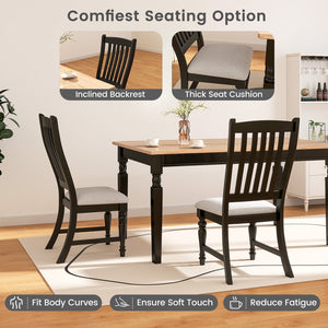 Set of 2 Dining Chairs Kitchen Side Chair with Solid Wood Legs-Black view 7