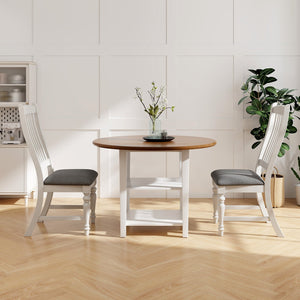 Set of 2 Dining Chairs Kitchen Side Chair with Solid Wood Legs-White view 2