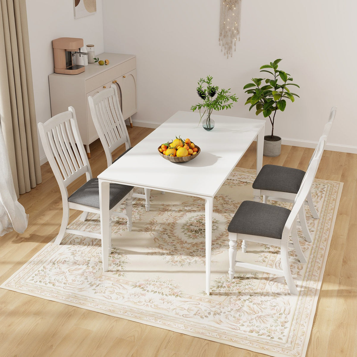 Set of 2 Dining Chairs Kitchen Side Chair with Solid Wood Legs-White view 3