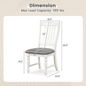 Set of 2 Dining Chairs Kitchen Side Chair with Solid Wood Legs-White view 5