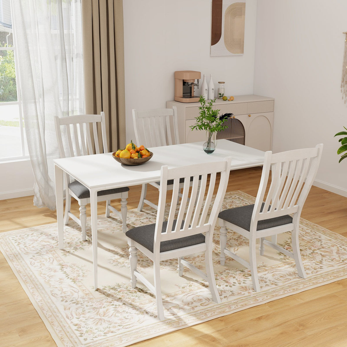 Set of 2 Dining Chairs Kitchen Side Chair with Solid Wood Legs-White view 9