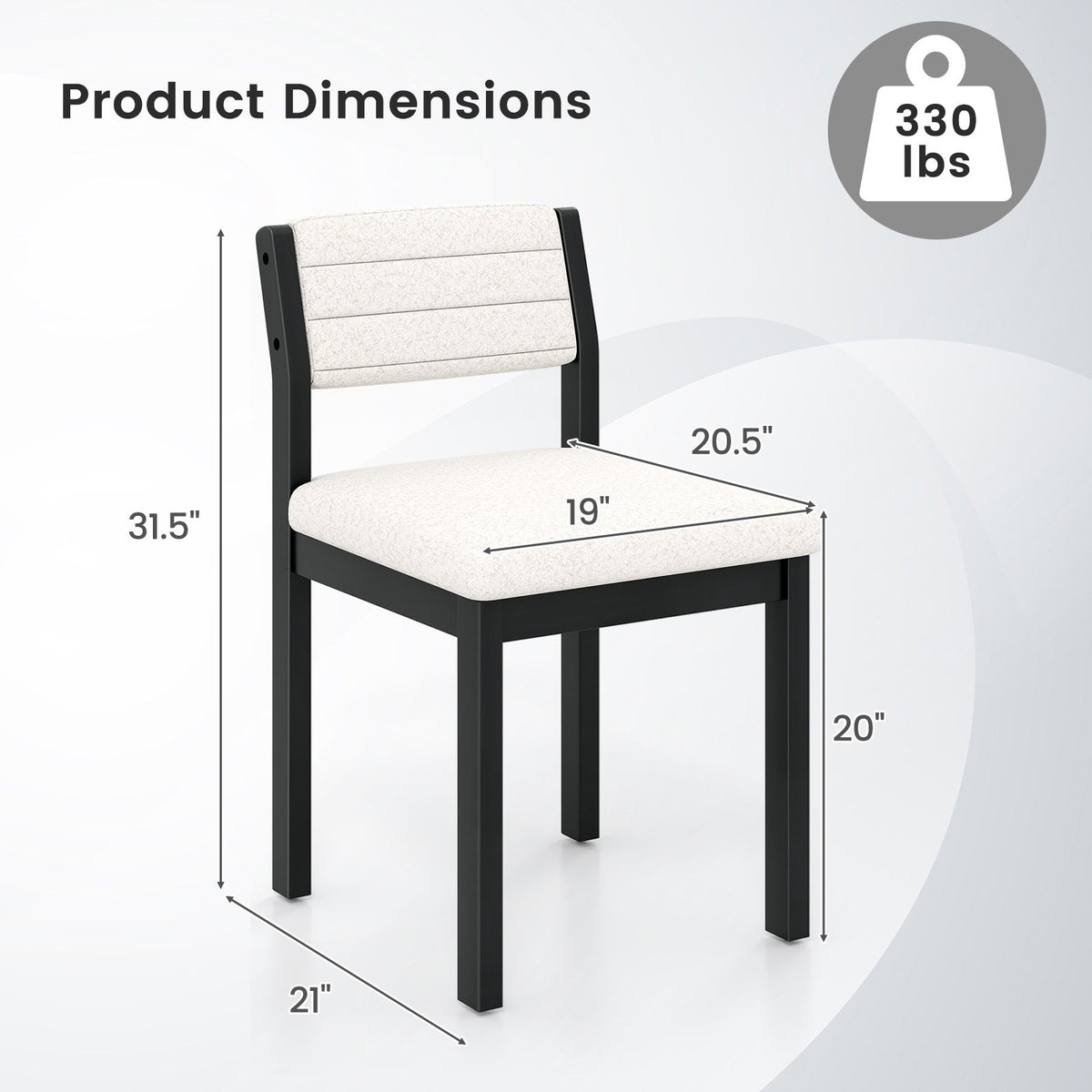 Set of 2 Dining Chairs Sherpa Upholstered Armless Chair with Wood Frame-White view 4