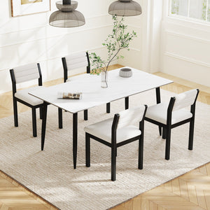Set of 2 Dining Chairs Sherpa Upholstered Armless Chair with Wood Frame-White view 5