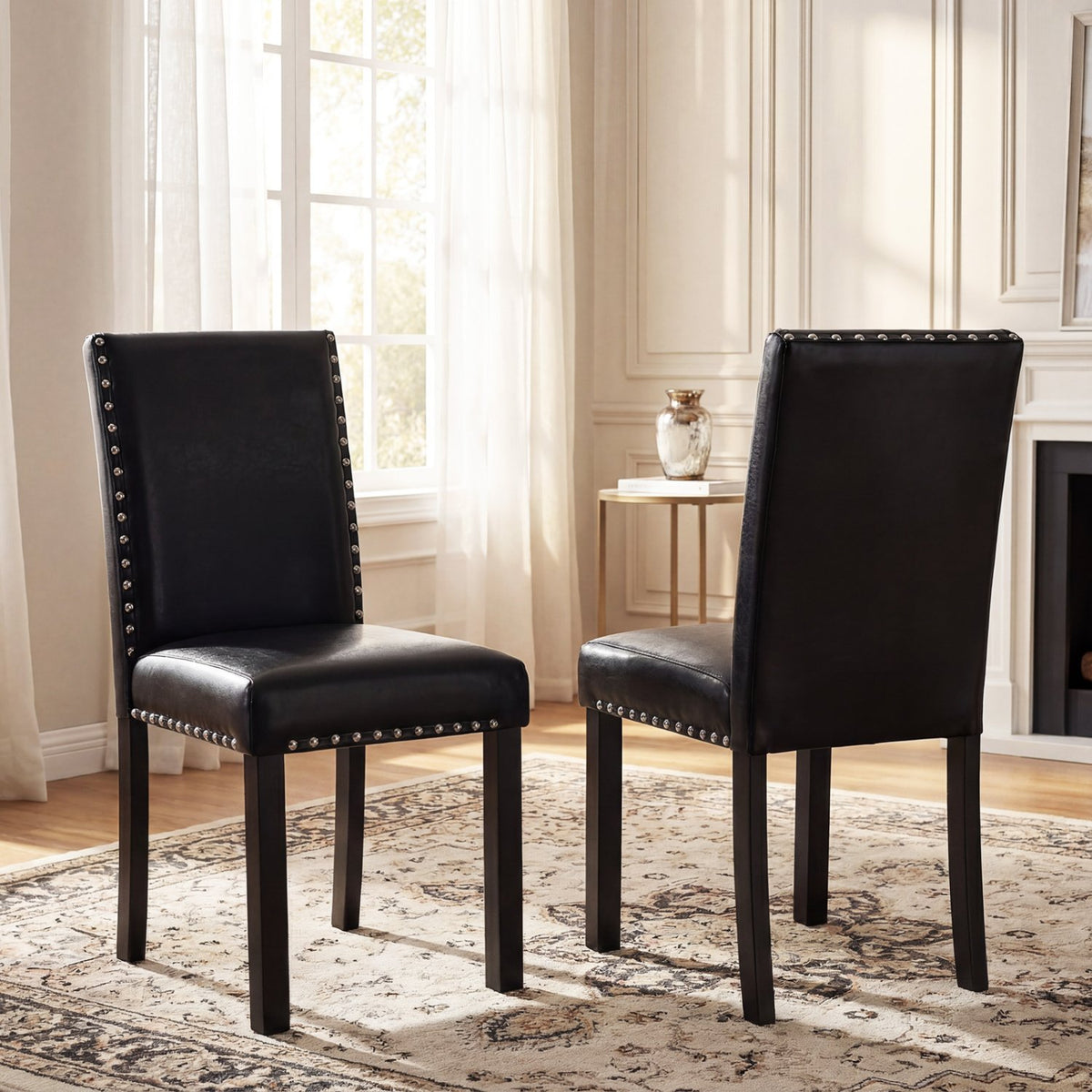 Set of 2 Dining Chairs with Solid Rubber and Wood Legs view 2