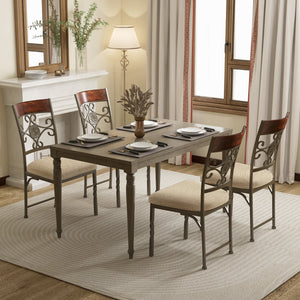 Set of 2 Dining Room Chairs Armless Kitchen Chairs Set with Seat Cushion-Brown view 3