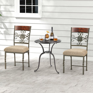Set of 2 Dining Room Chairs Armless Kitchen Chairs Set with Seat Cushion-Brown view 5