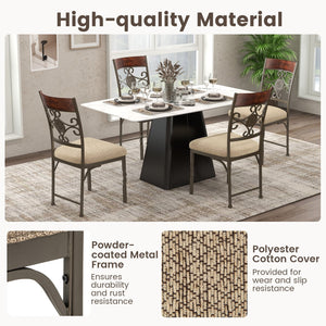 Set of 2 Dining Room Chairs Armless Kitchen Chairs Set with Seat Cushion-Brown view 8