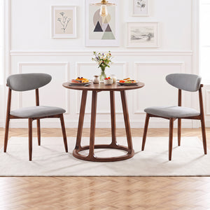 Set of 2 Fabric Upholstered Dining Chairs with Curved Backs-Gray view 2