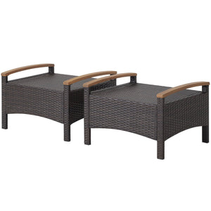 Set of 2 Fade-Resistant Wicker Patio Ottoman-Navy view 4