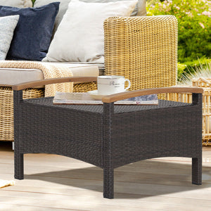 Set of 2 Fade-Resistant Wicker Patio Ottoman-Navy view 6