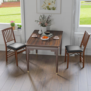 Set of 2 Folding Chairs with Padded Seat and Rubber Wood Frame-Brown view 2