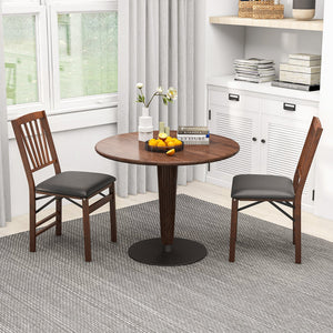 Set of 2 Folding Chairs with Padded Seat and Rubber Wood Frame-Brown view 3